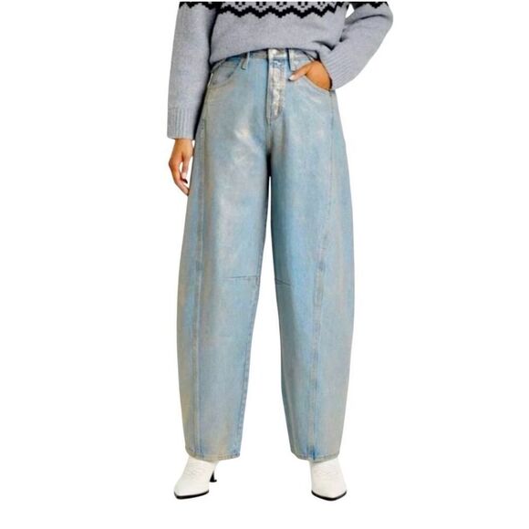 Universal Thread NWT high rise curved leg jeans with shiny silver sheen size 17 - Picture 1 of 13